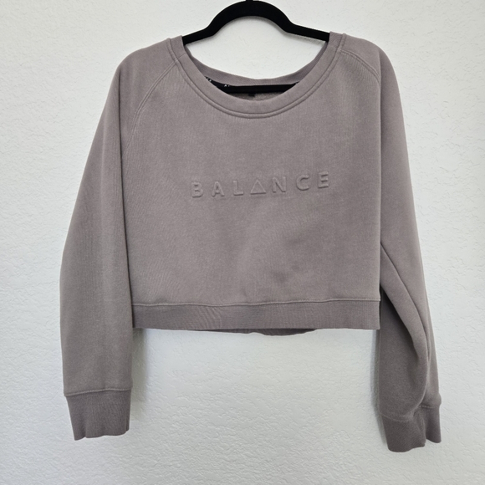 Balance Athletica (Vitality) L Tope Tan Cropped Pullover Sweatshirt